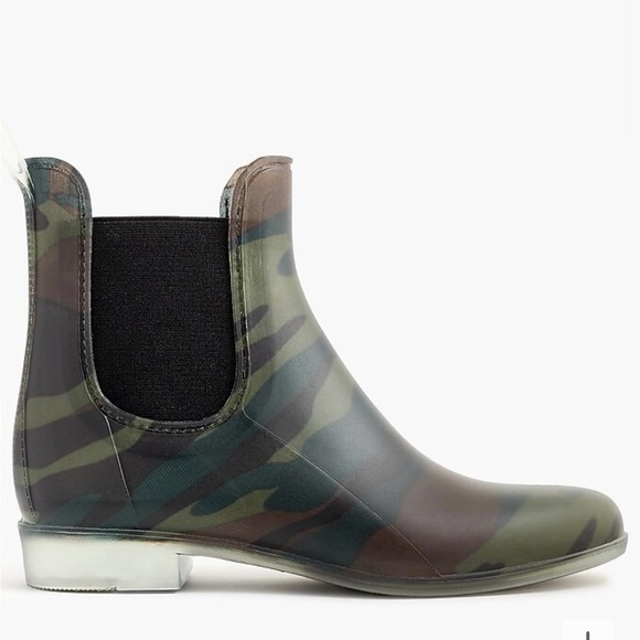 J. Crew Shoes - J.Crew Matte Chelsea Rain Boots, Camo, Size 7, EUC